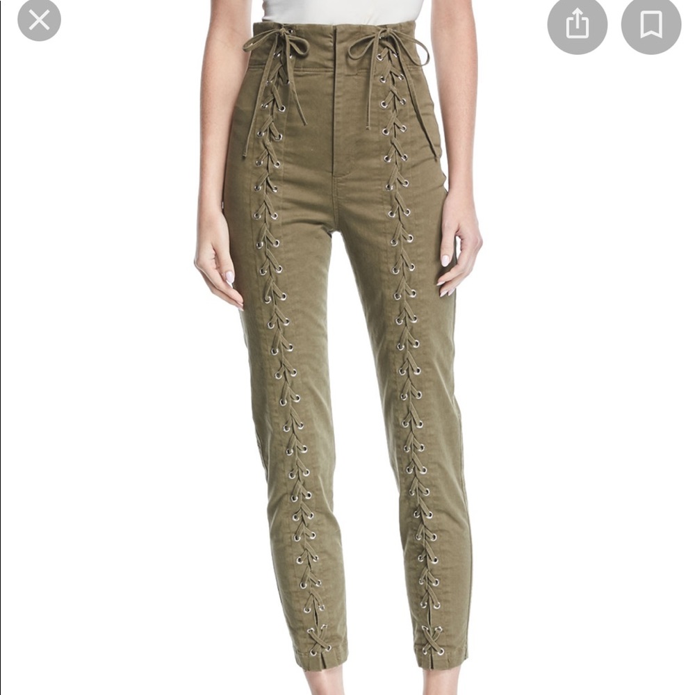A.L.C. Kingsley High-Waist Lace-Up Skinny Pants 0